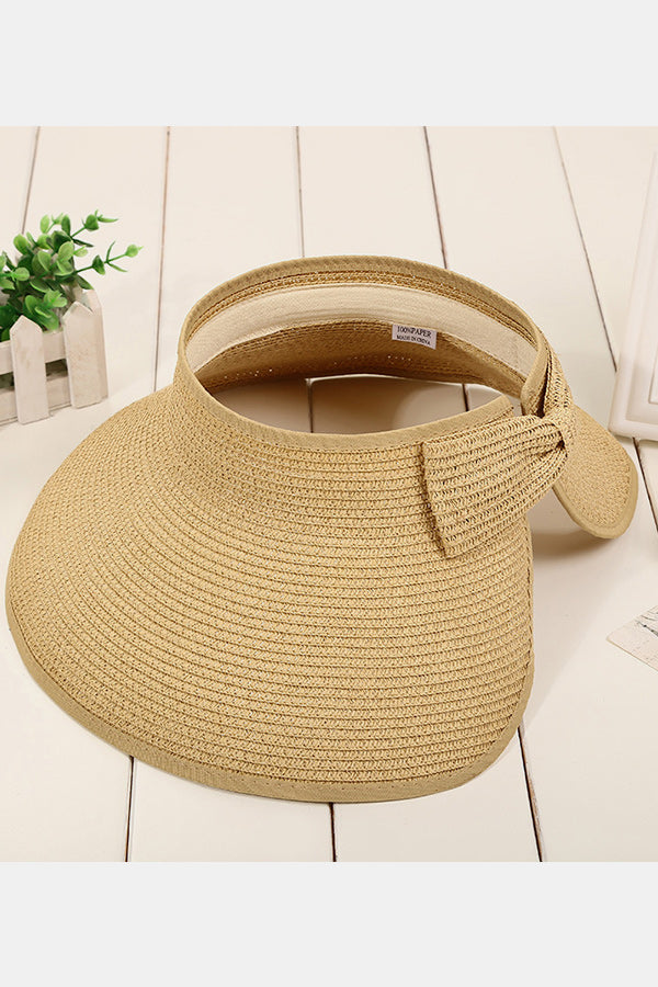 Women Roll Up Foldable Wide Brim Sun Visor Straw Hat