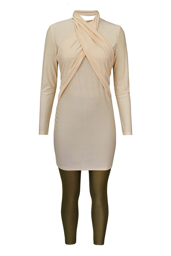 Wrap Cross Modest Split Long Sleeve UPF50+ Rash Guard-Attraco | Fashion Outdoor Clothing
