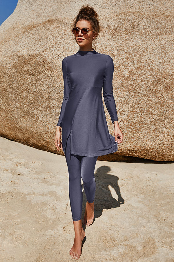 Modest Split Long Sleeve UPF50+ Rash Guard-Attraco | Fashion Outdoor Clothing