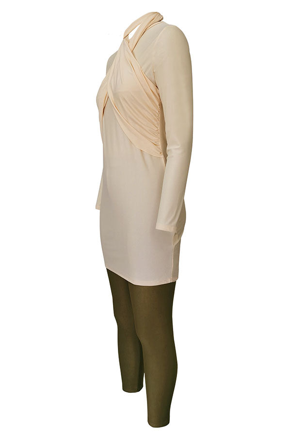 Wrap Cross Modest Split Long Sleeve UPF50+ Rash Guard-Attraco | Fashion Outdoor Clothing