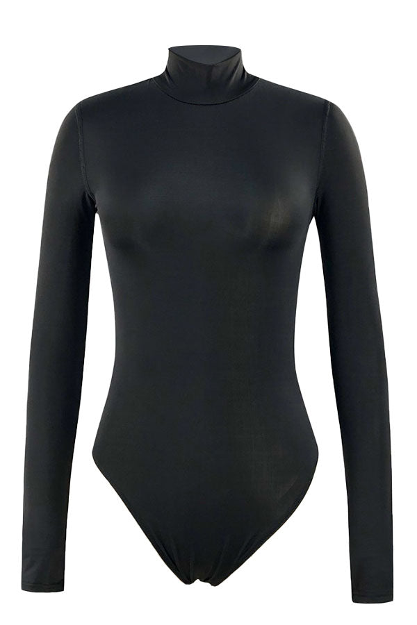 Black Mock Collar Zip Long Sleeve UPF50+ Rash Guard-Attraco | Fashion Outdoor Clothing