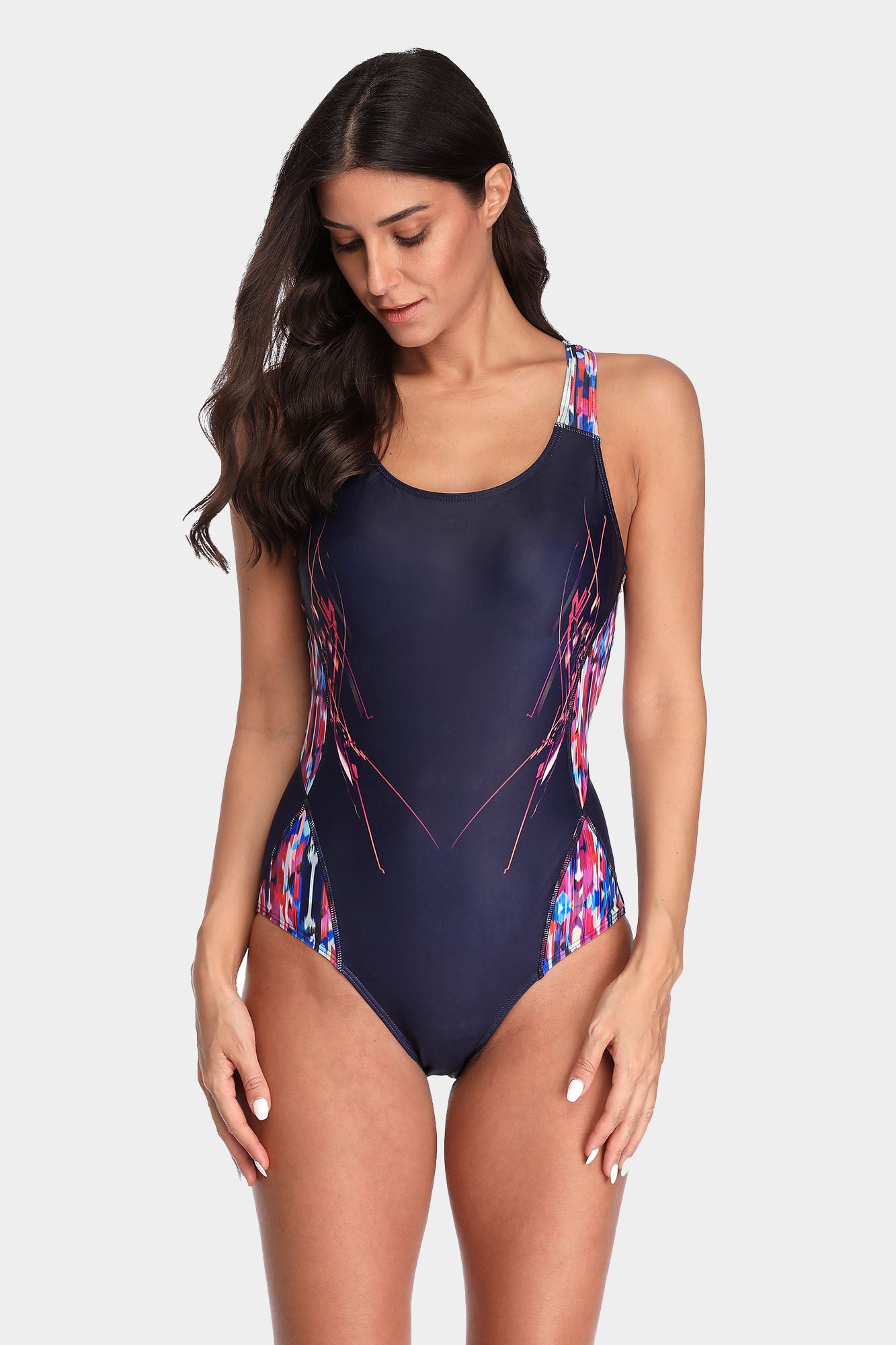 Attraco Women's Navy Athletic Competitive One Piece Swimsuit-Attraco | Fashion Outdoor Clothing