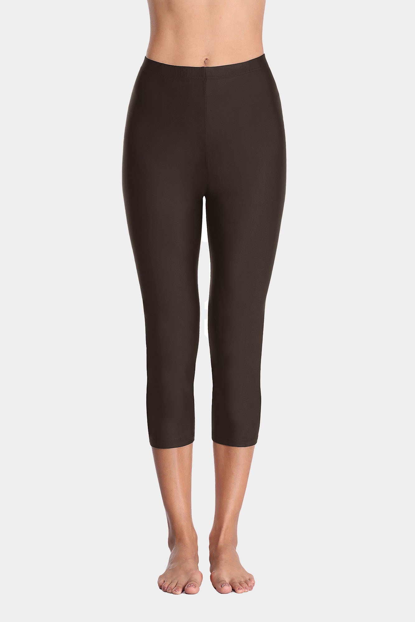 Women's Polyester Capri Leggings, Brown, One Size, 1 Piece 