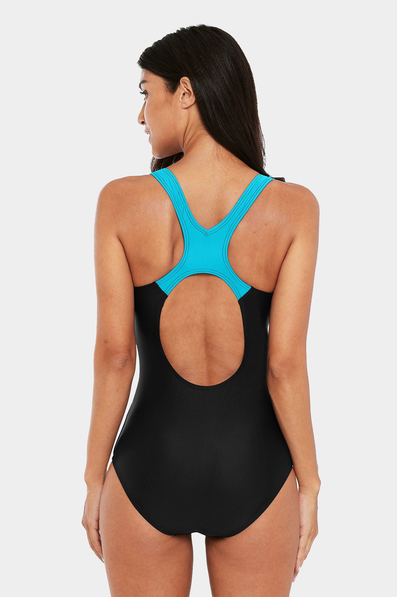 Attraco Turquoise Women's Colorblock Slimming One Piece Swimsuit-Attraco | Fashion Outdoor Clothing