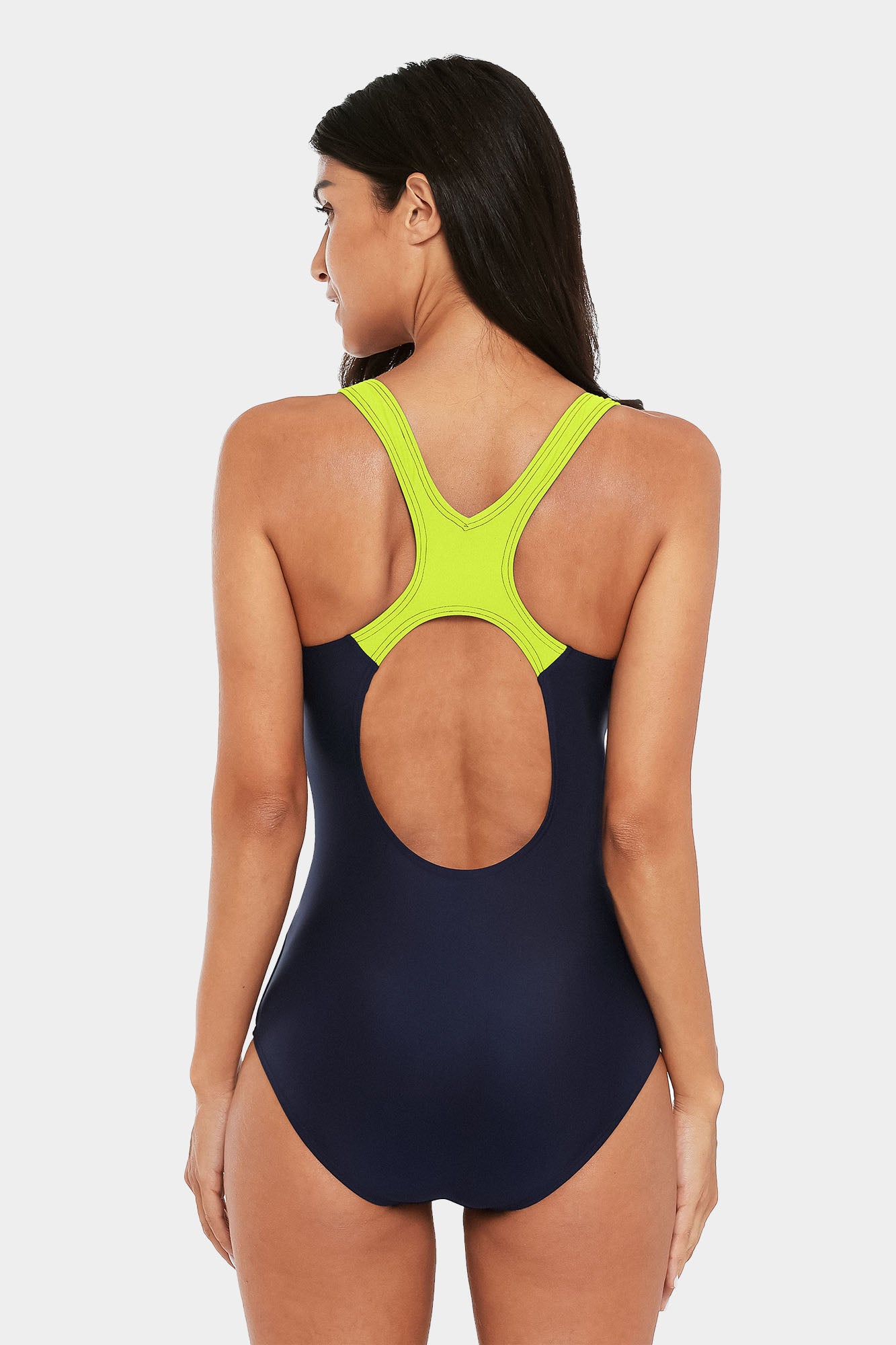 Attraco Yellow Women's Colorblock Slimming One Piece Swimsuit-Attraco | Fashion Outdoor Clothing