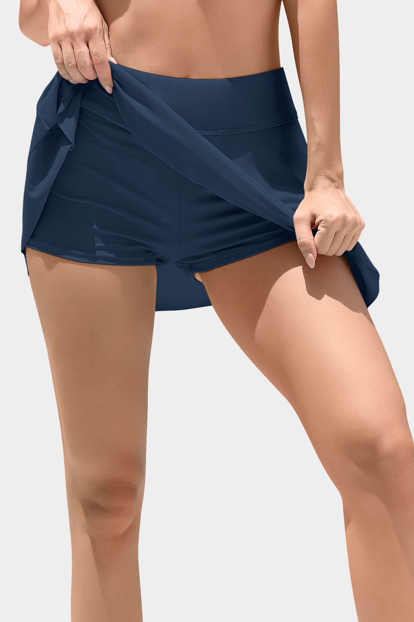 Attraco Women's Solid Layered Hem Swim Skirt With Short Boyleg Bottom-Attraco | Fashion Outdoor Clothing
