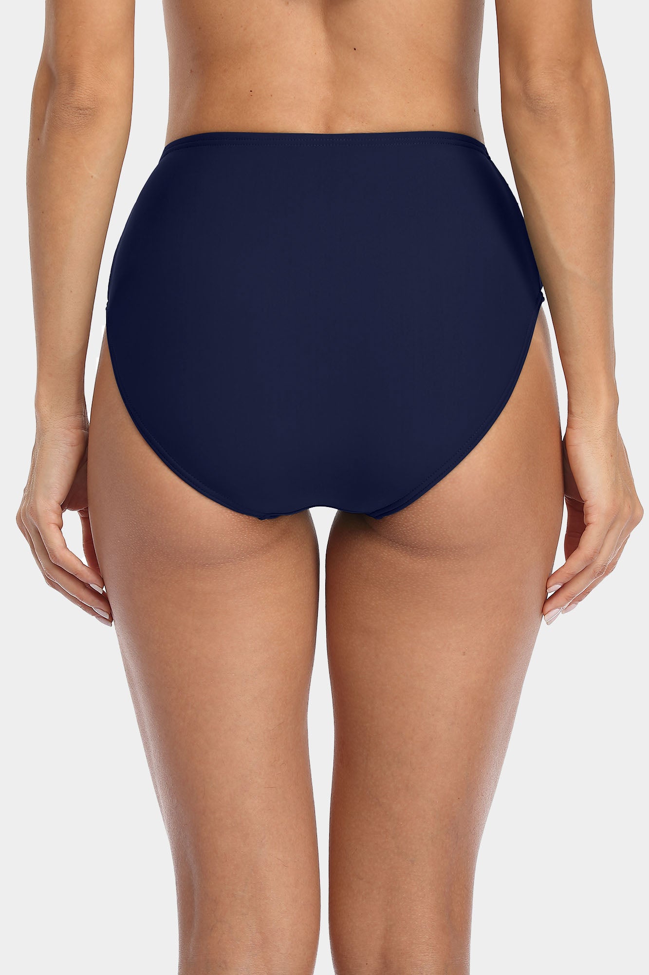 Attraco Women's Solid High Waisted Pleated Bikini Swim Bottom-Attraco | Fashion Outdoor Clothing