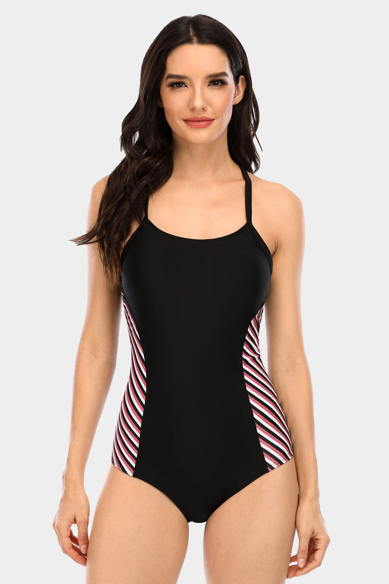 Attraco Women's Stripe Slimming Thin Strap One Piece Swimsuit-Attraco | Fashion Outdoor Clothing