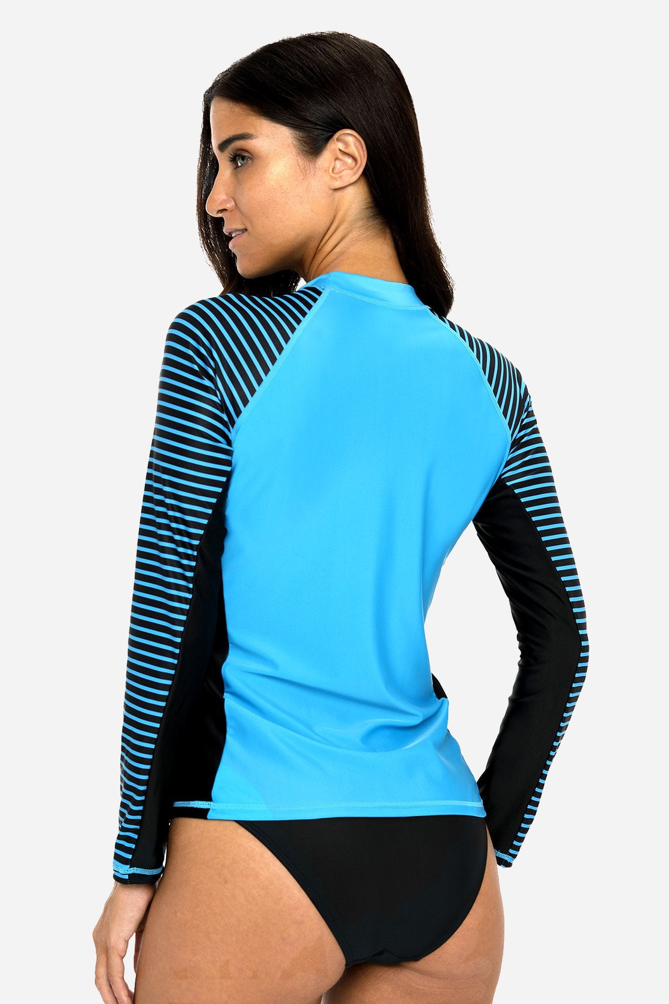 Women's Stripe Long Sleeves UPF 50+ Crew Rash Guard-Attraco | Fashion Outdoor Clothing