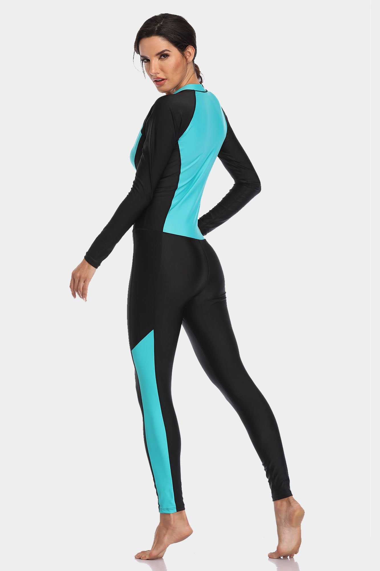 Attraco Full Body Color block Zipper UPF50+ Swimsuit-Attraco | Fashion Outdoor Clothing