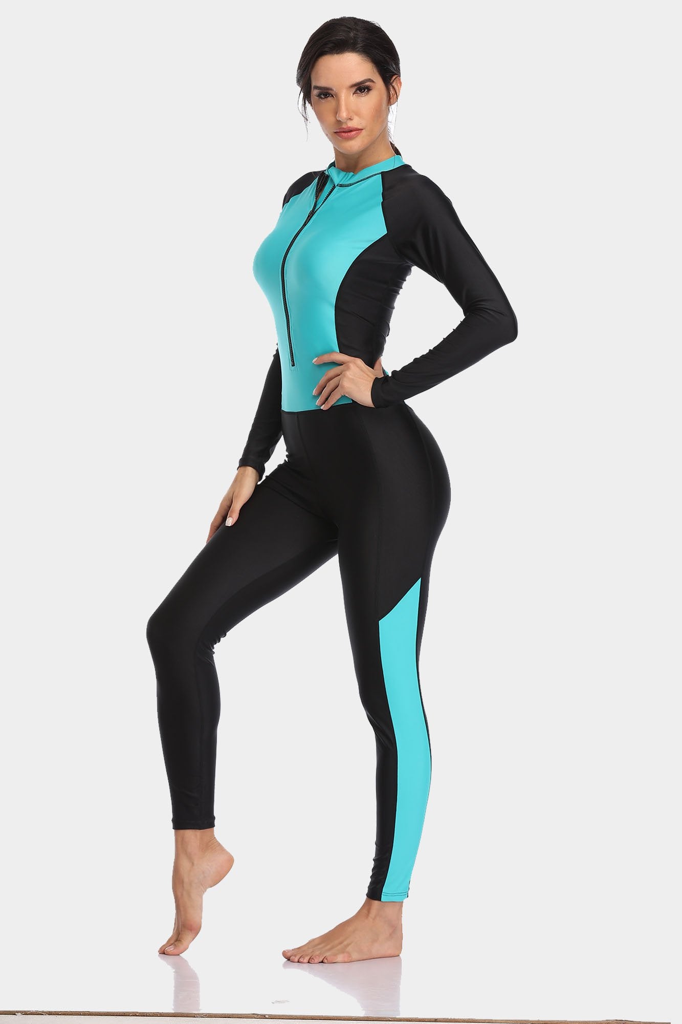 Attraco Full Body Color block Zipper UPF50+ Swimsuit-Attraco | Fashion Outdoor Clothing