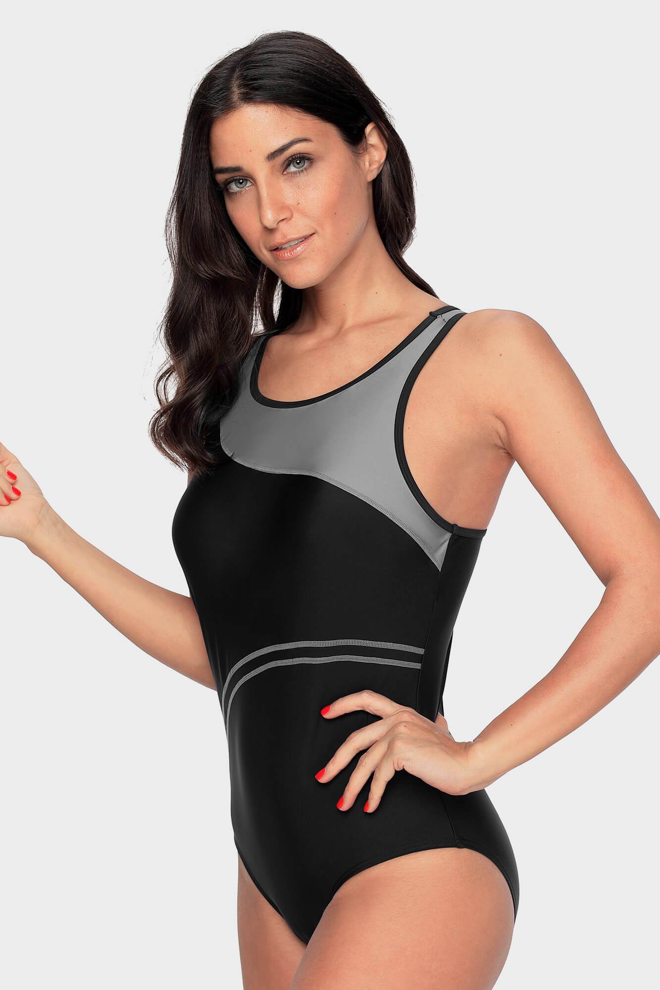 Attraco Gray Athletic Super Pro Racerback Swimsuit-Attraco | Fashion Outdoor Clothing