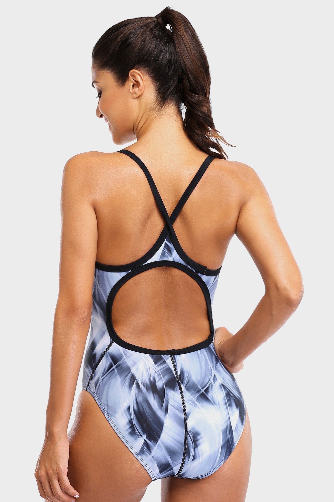 Attraco Gray Sporty Colorful One Piece Swimsuit-Attraco | Fashion Outdoor Clothing