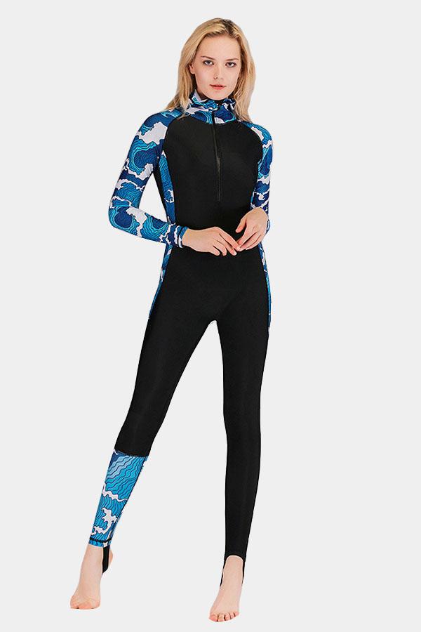 Attraco Printed Hooded Quick-drying Sunscreen UPF50+ One-piece Surfing Wetsuit-Attraco | Fashion Outdoor Clothing