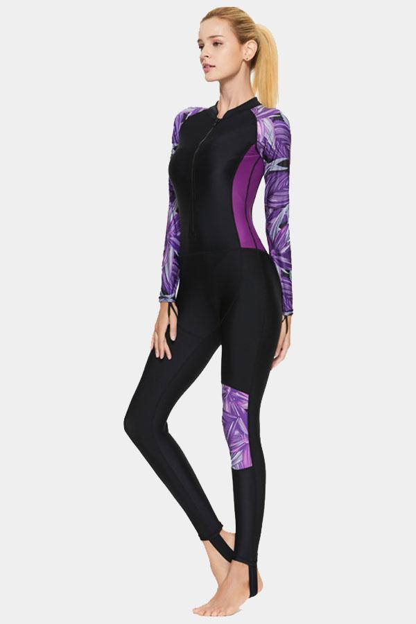 Attraco Printed Quick-drying Sunscreen UPF50+ One-piece Surfing Snorkeling Wetsuit-Attraco | Fashion Outdoor Clothing