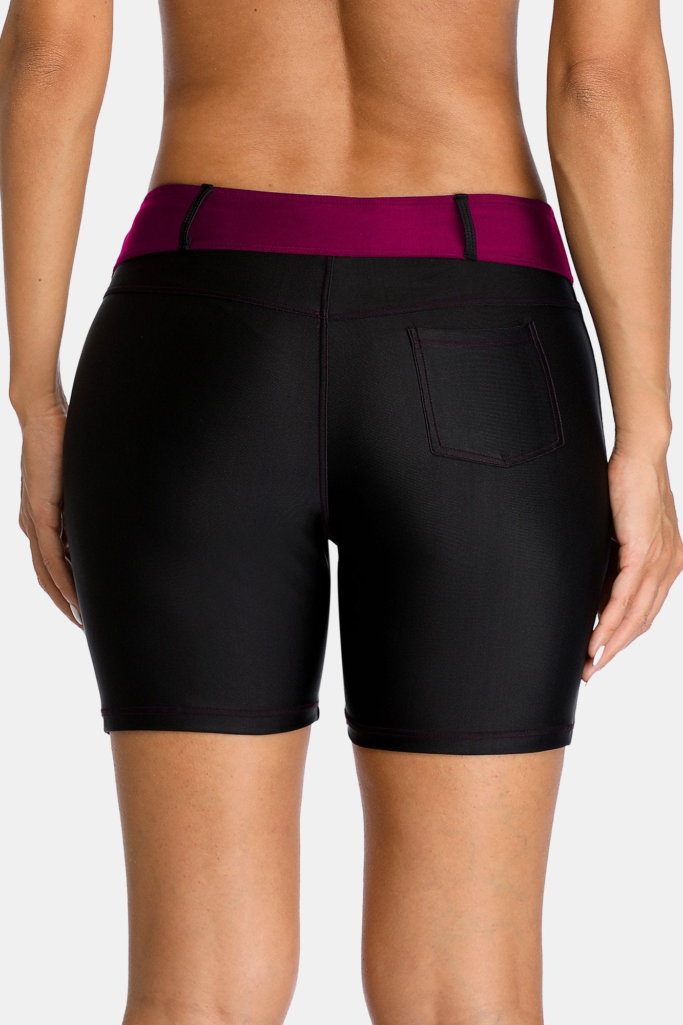 Attraco Wine Belt loops Pocket Women Swim Shorts-Attraco | Fashion Outdoor Clothing
