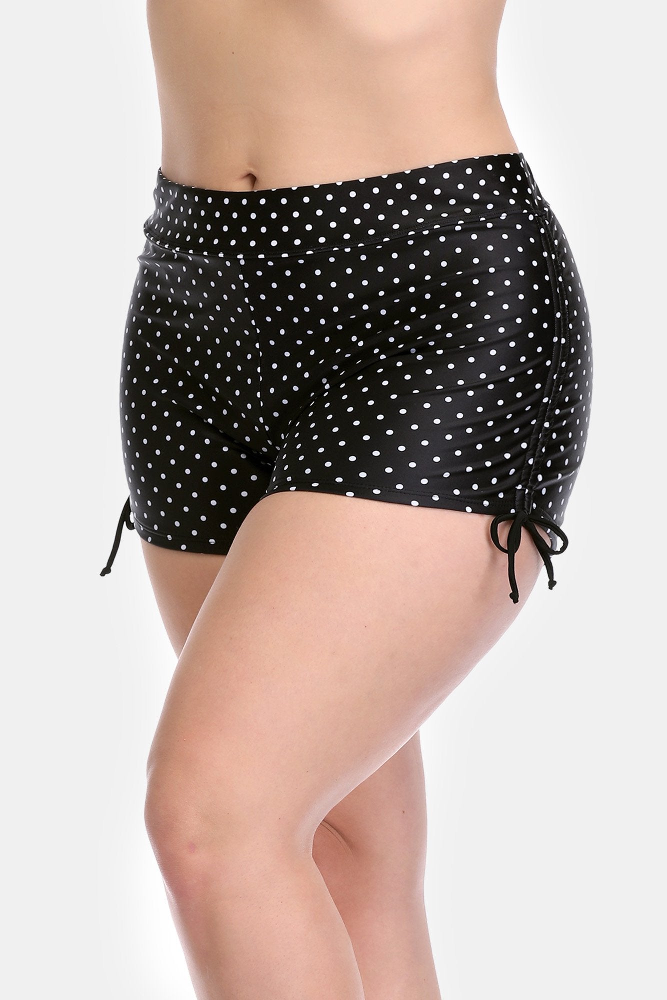 ALove High Waisted Women Swim Shorts Adjustable Drawstring  Elastic Board Shorts Built-in Brief Black : Clothing, Shoes & Jewelry
