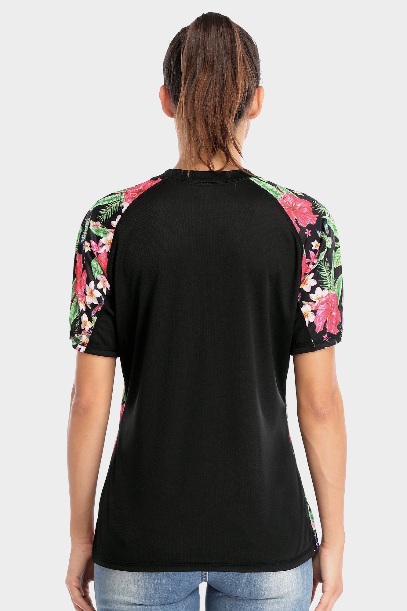 Attraco Women's Floral UPF 50+ Short Sleeve Rash Guard Swim Shirt-Attraco | Fashion Outdoor Clothing