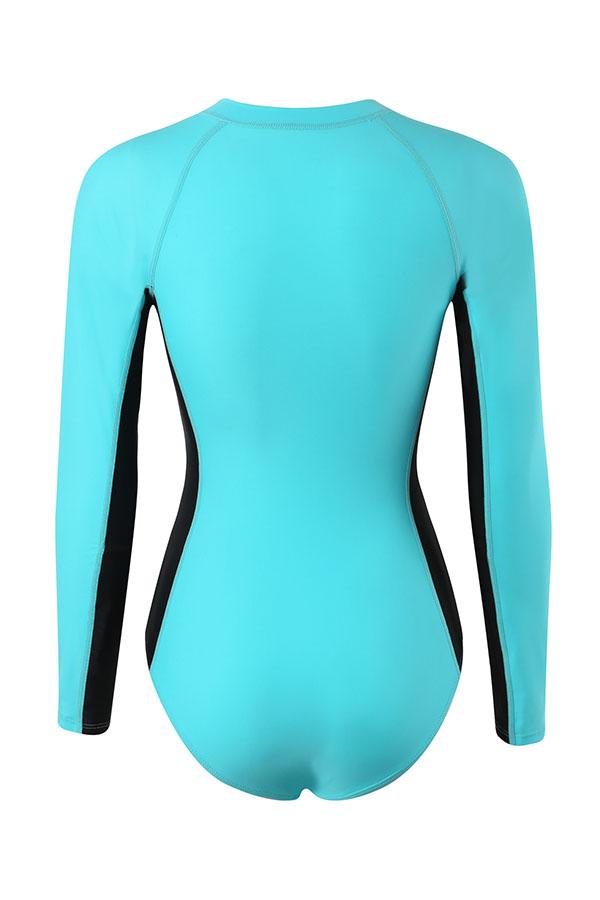 Basic Color Splice Zip Long Sleeve UPF50+ Rash Guard-Attraco | Fashion Outdoor Clothing