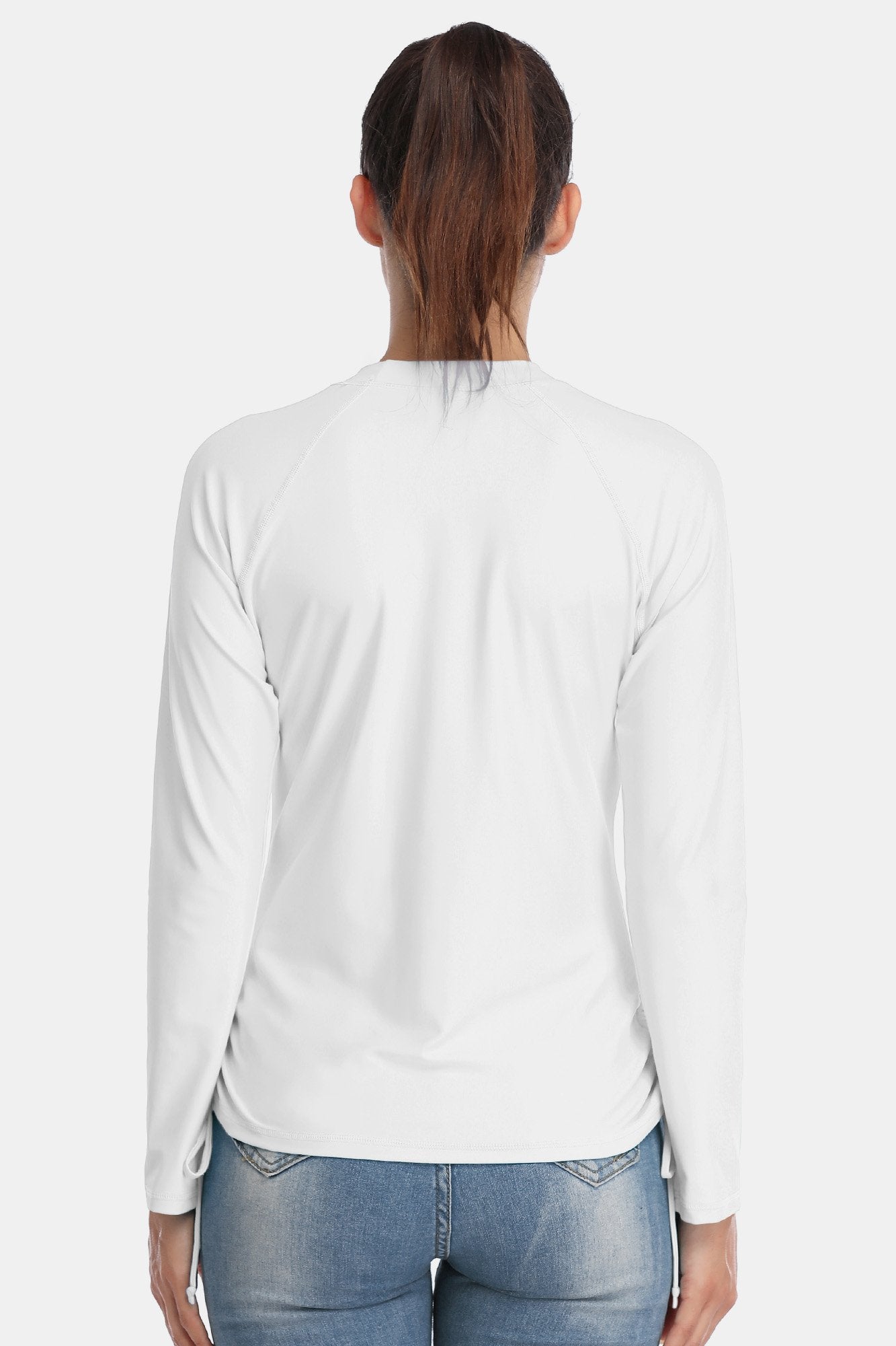 Women's White Drawstring Long Sleeve UPF 50+ Rashguard-Attraco | Fashion Outdoor Clothing