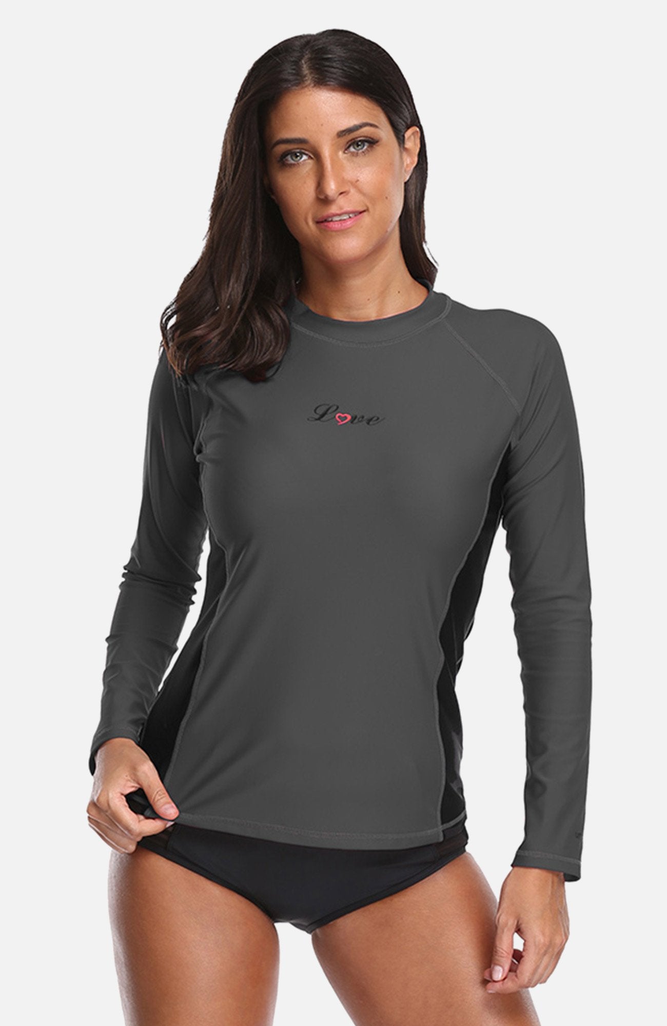 Clearance | Attraco Women's Long Sleeve Sport Fit UPF 50+ Rash Guard Gray-Attraco | Fashion Outdoor Clothing